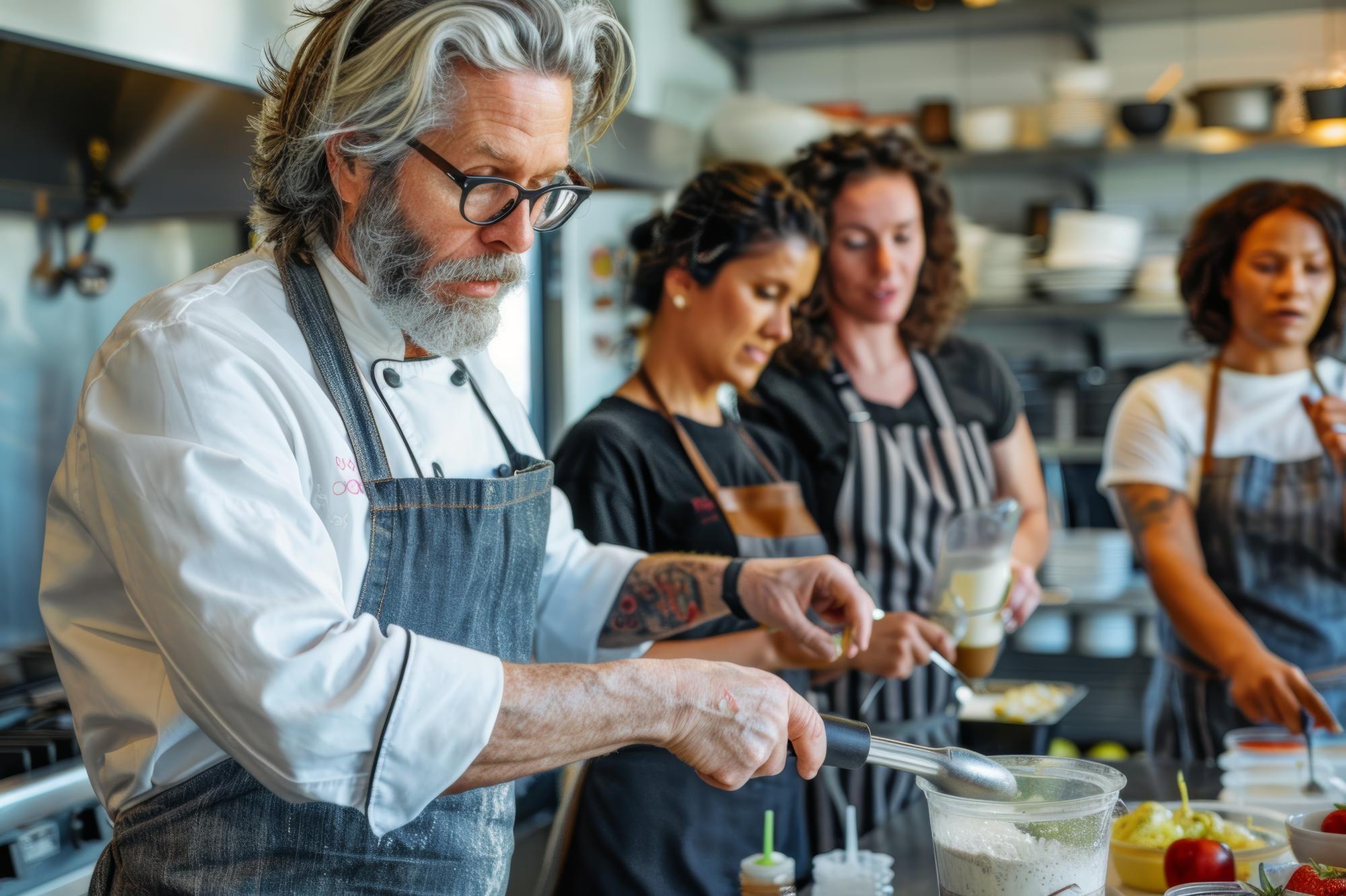 Chef che dimostra una tecnica